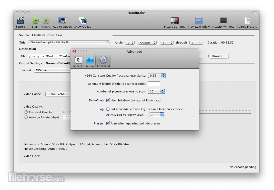 handbrake version for mac os x 10.5.8